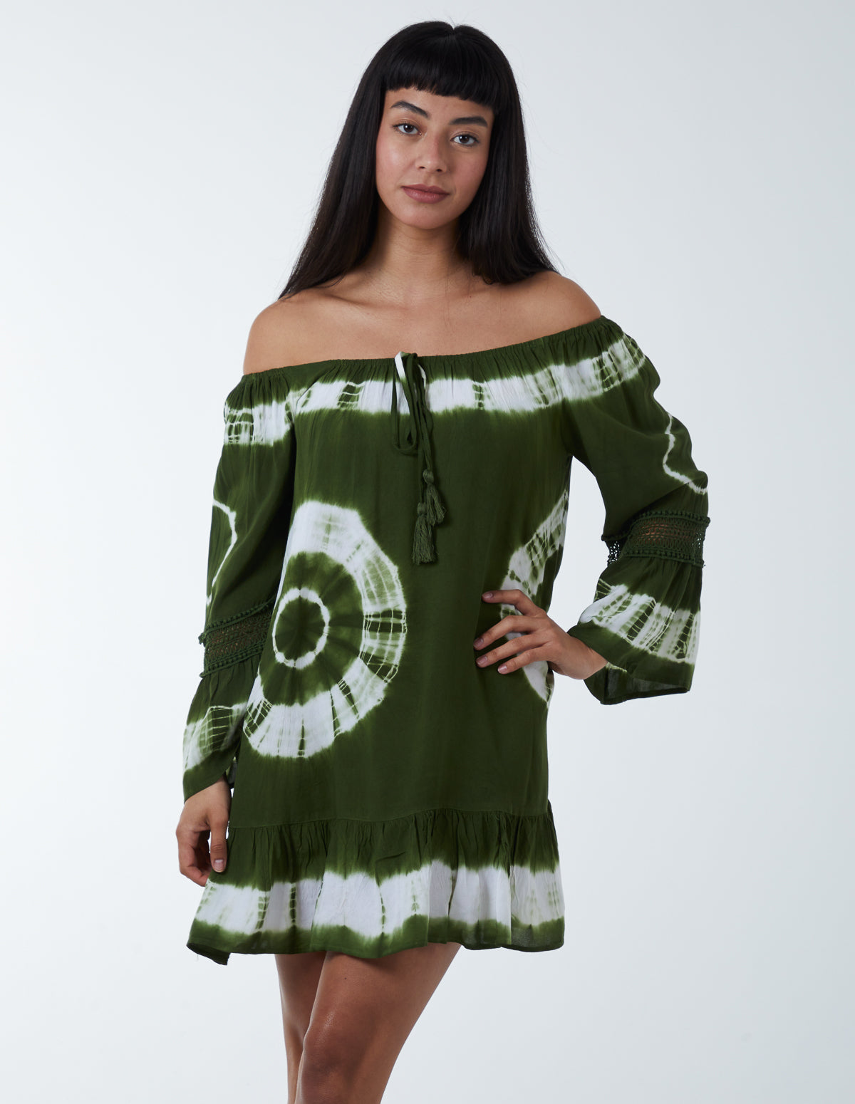 Bardot Tie Dye Tunic Dress - ONE / KHAKI