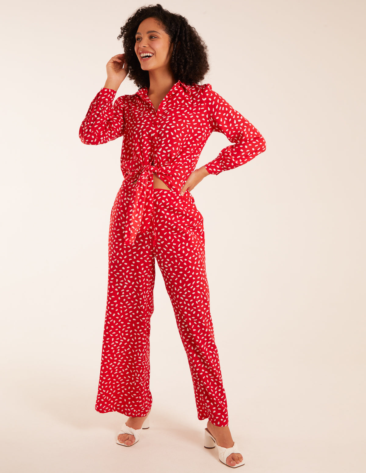 Polka Dot Oversized Shirt & Trouser Set 