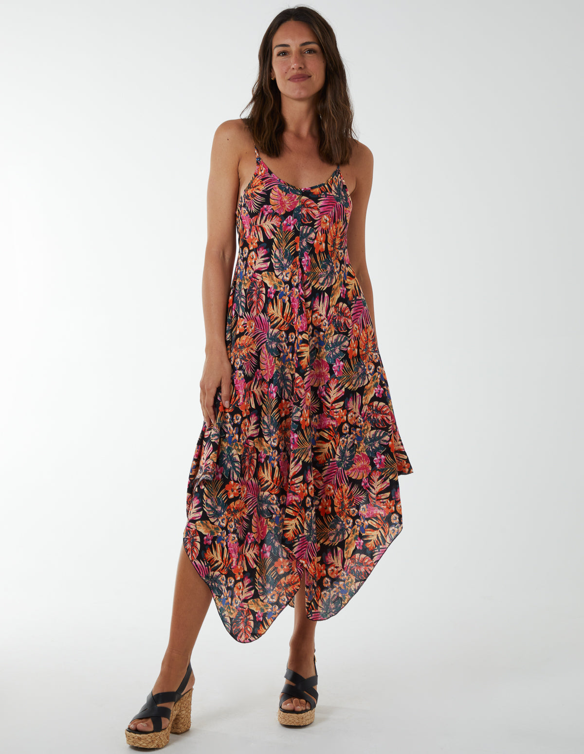 Printed Hanky Hem Dress 