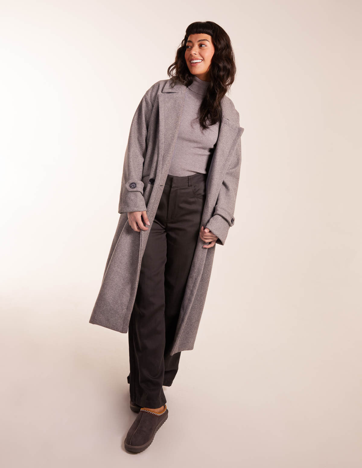 Longline Tailored Coat - M / Light Grey