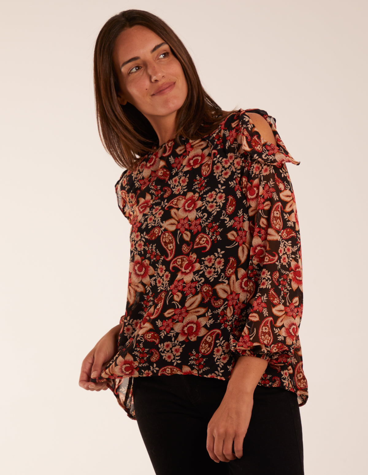 Cold Shoulder Frill Blouse 