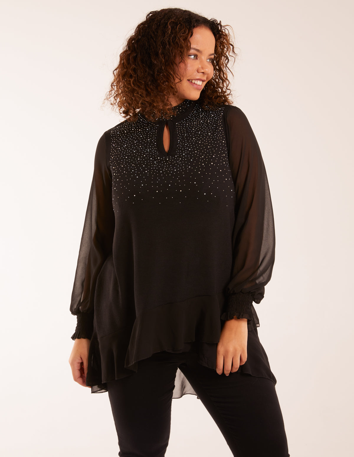 Rhinestone High Neck Top 