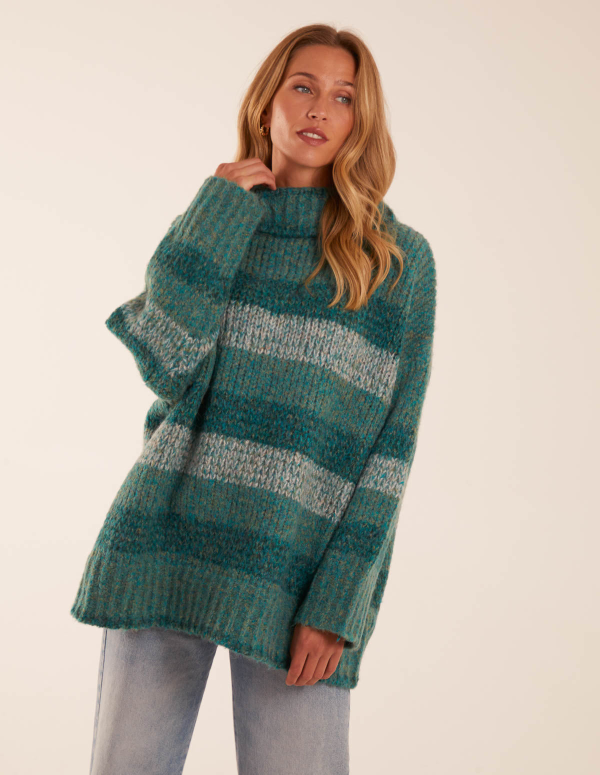 Chunky Knit Funnel Neck Jumper 