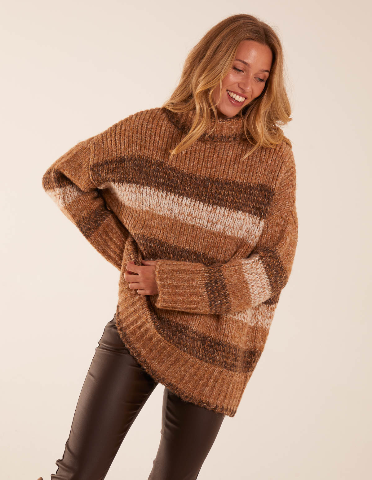 Chunky Knit Funnel Neck Jumper 