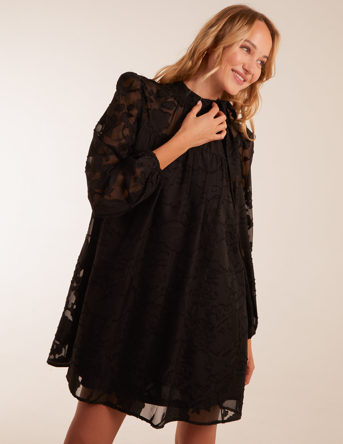 Jacquard Bow Smock Dress 