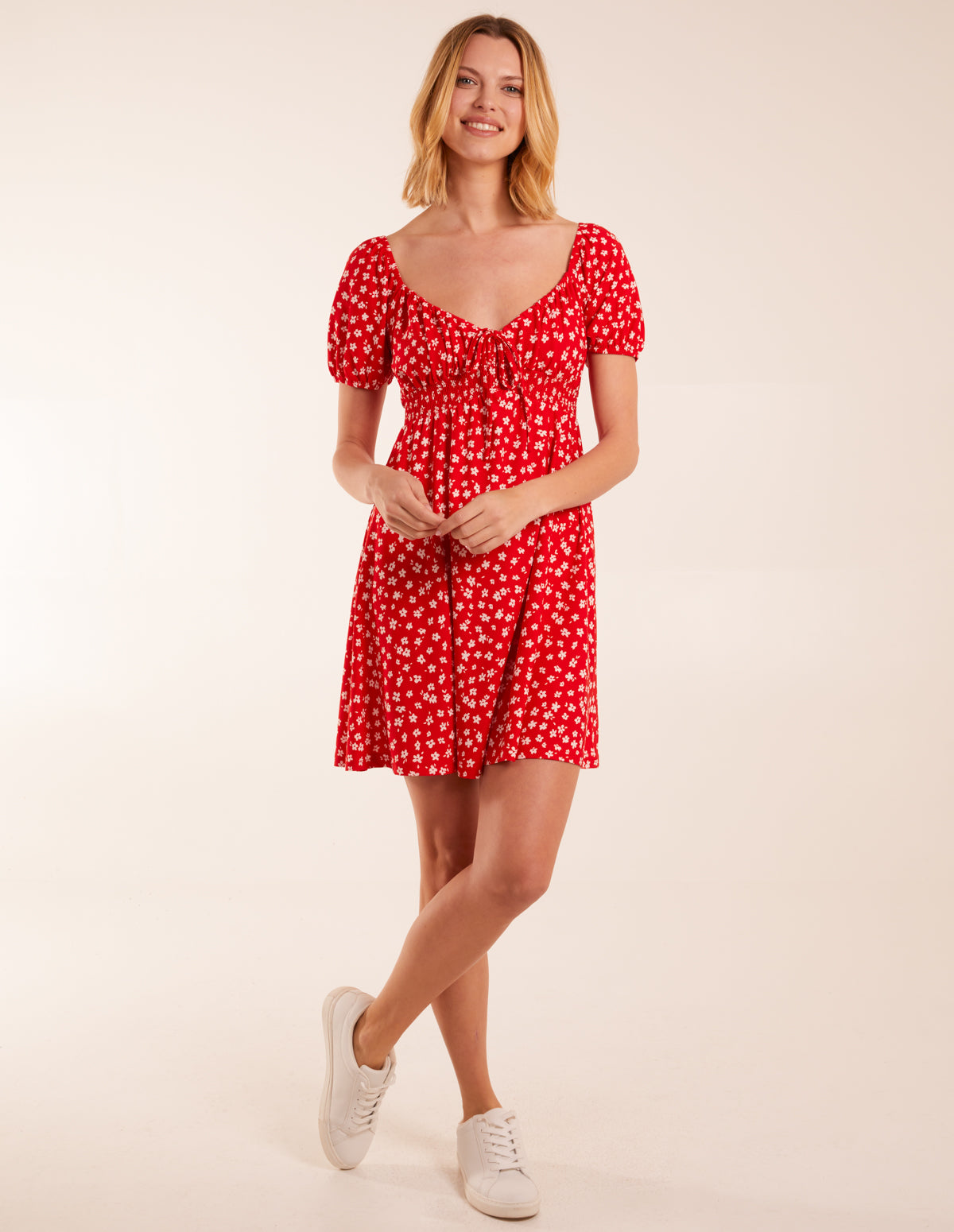 Sweet Heart Neck Floral Mini Dress 