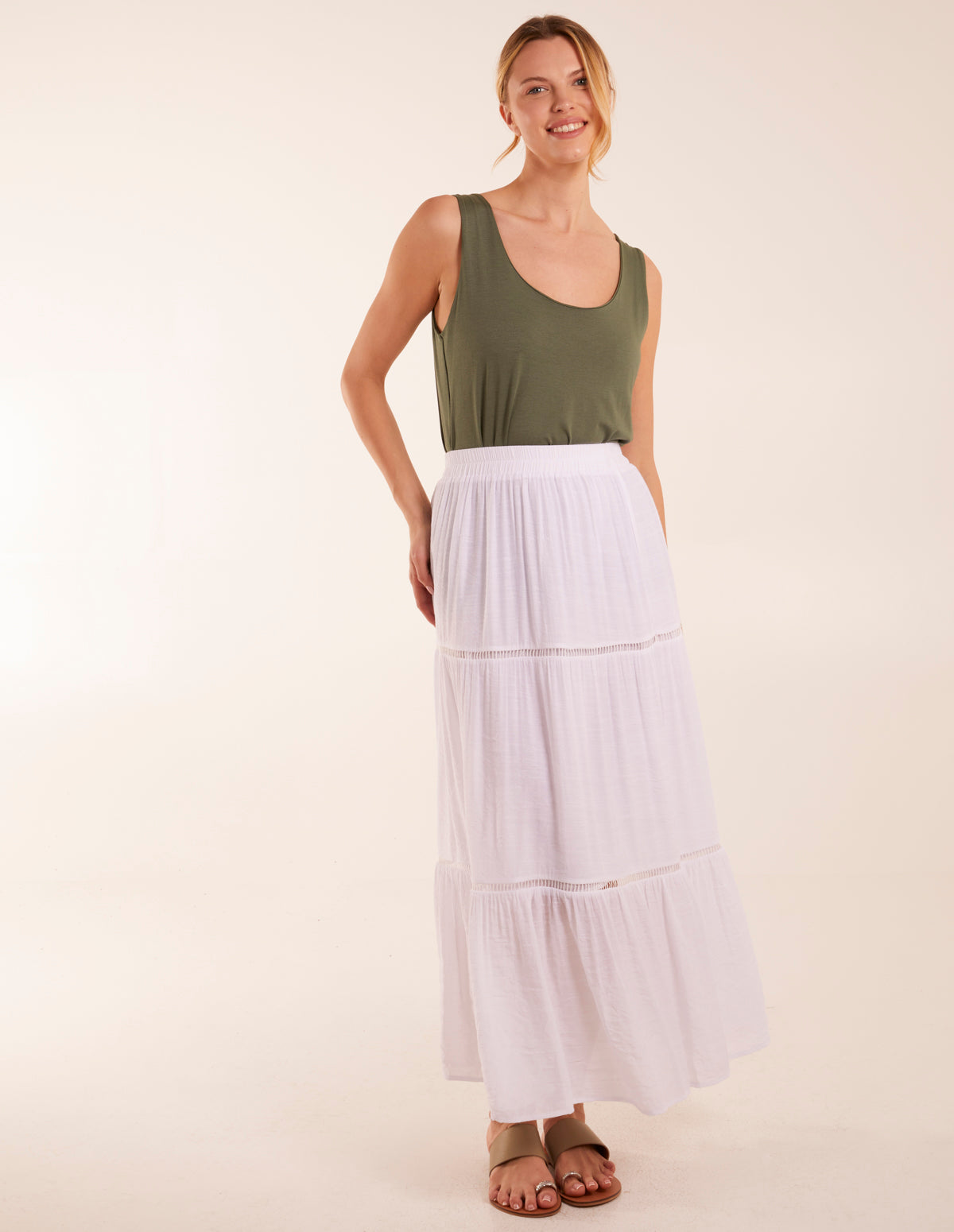 Ladder Trim Midi Skirt 