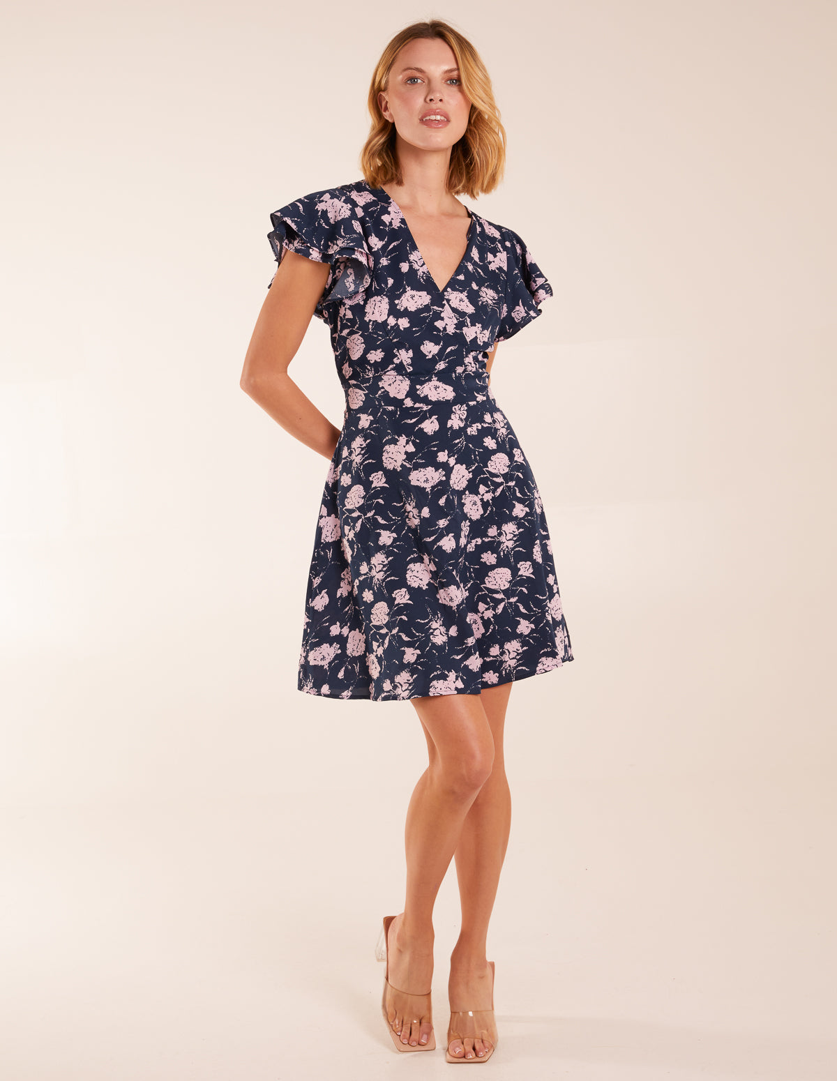 Floral Frill Sleeve Mini Dress 