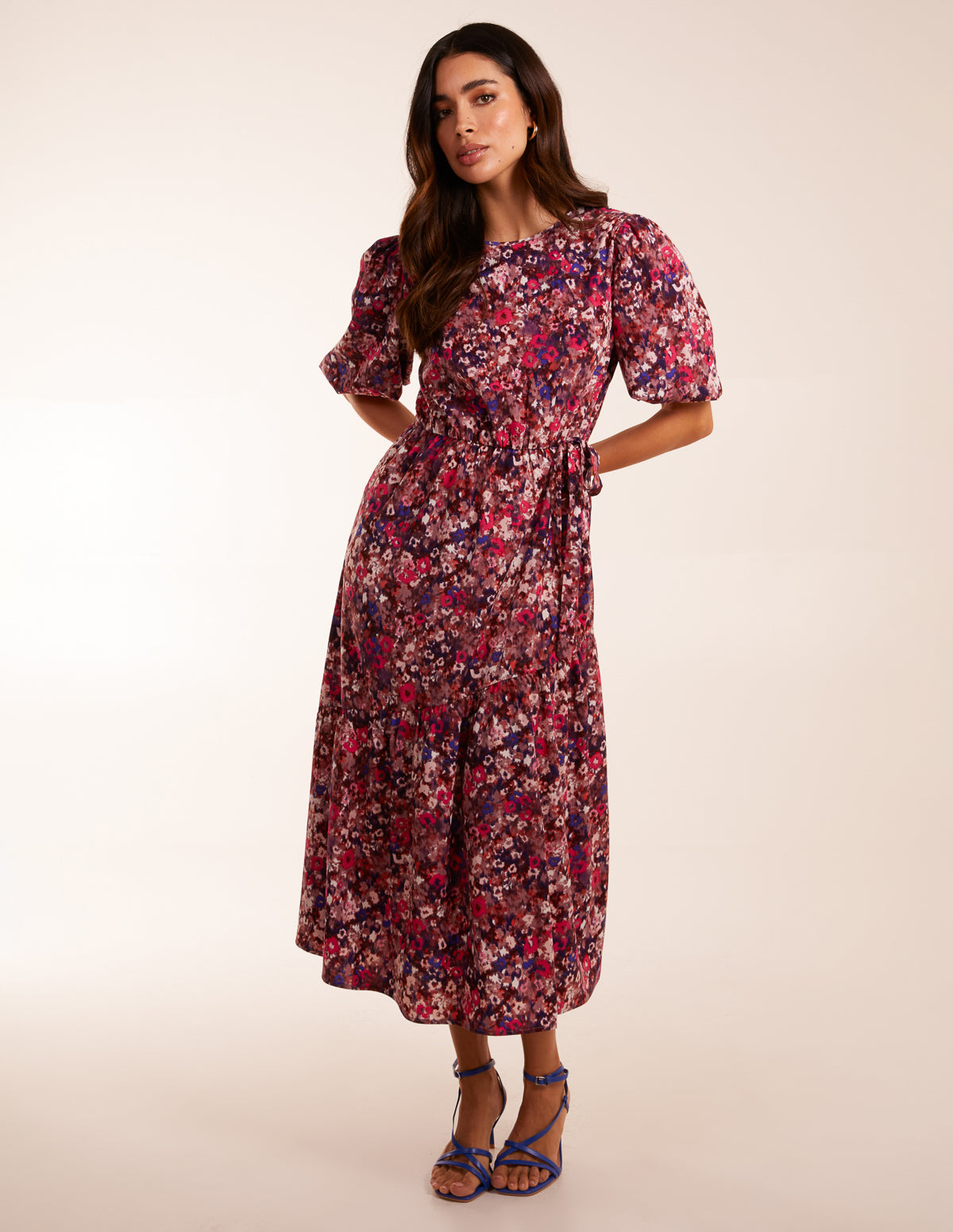 Tie Waist Midi Smock Dress 