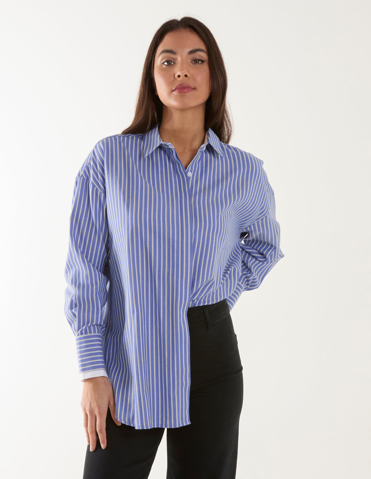 Contrast Cuff Oversized Shirt 