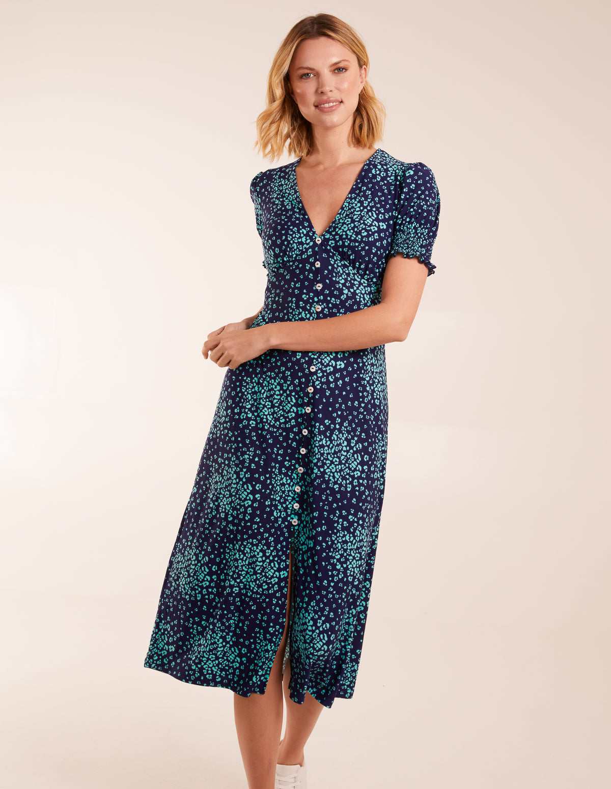 Ditsy Floral Button Front Midi Dress 