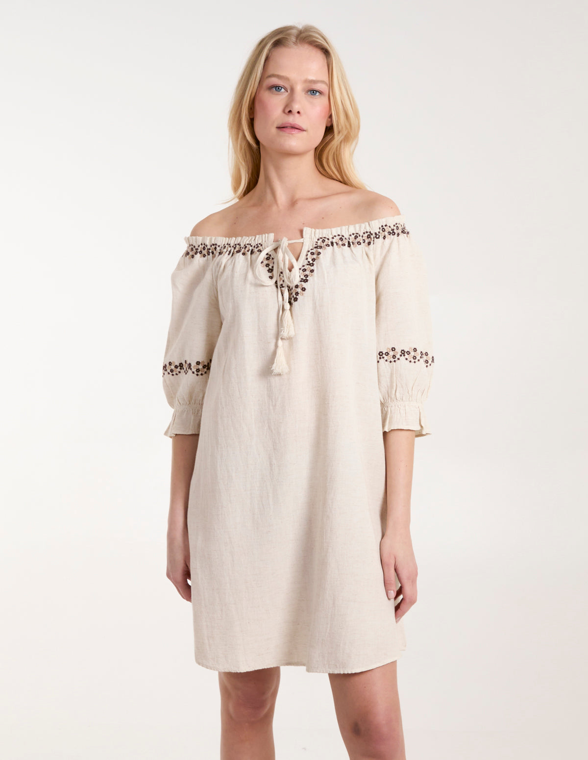 Sleeve Embroidered Tunic Dress 