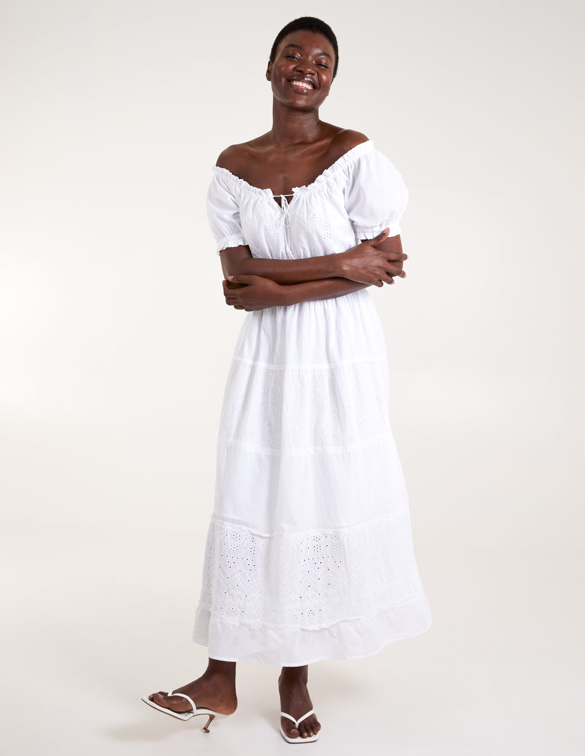 Broderie Tiered Maxi Dress 