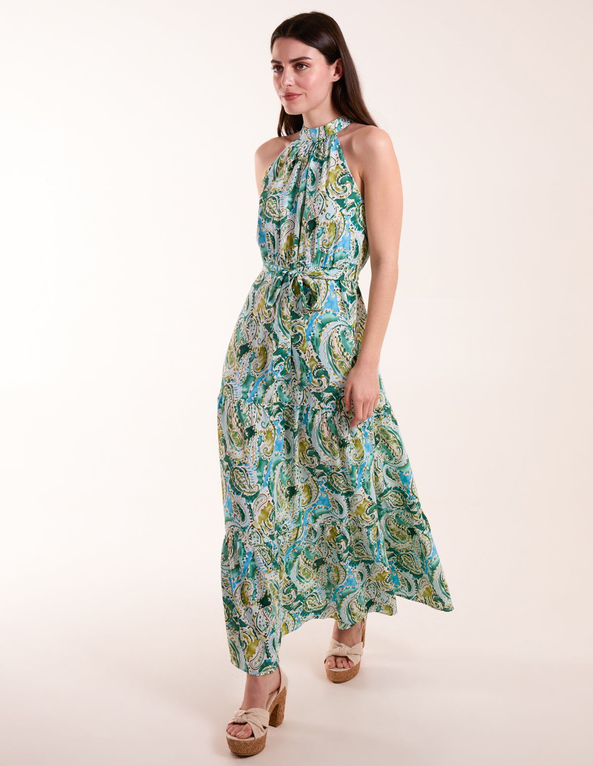 Halter Neck Paisley Maxi Dress 