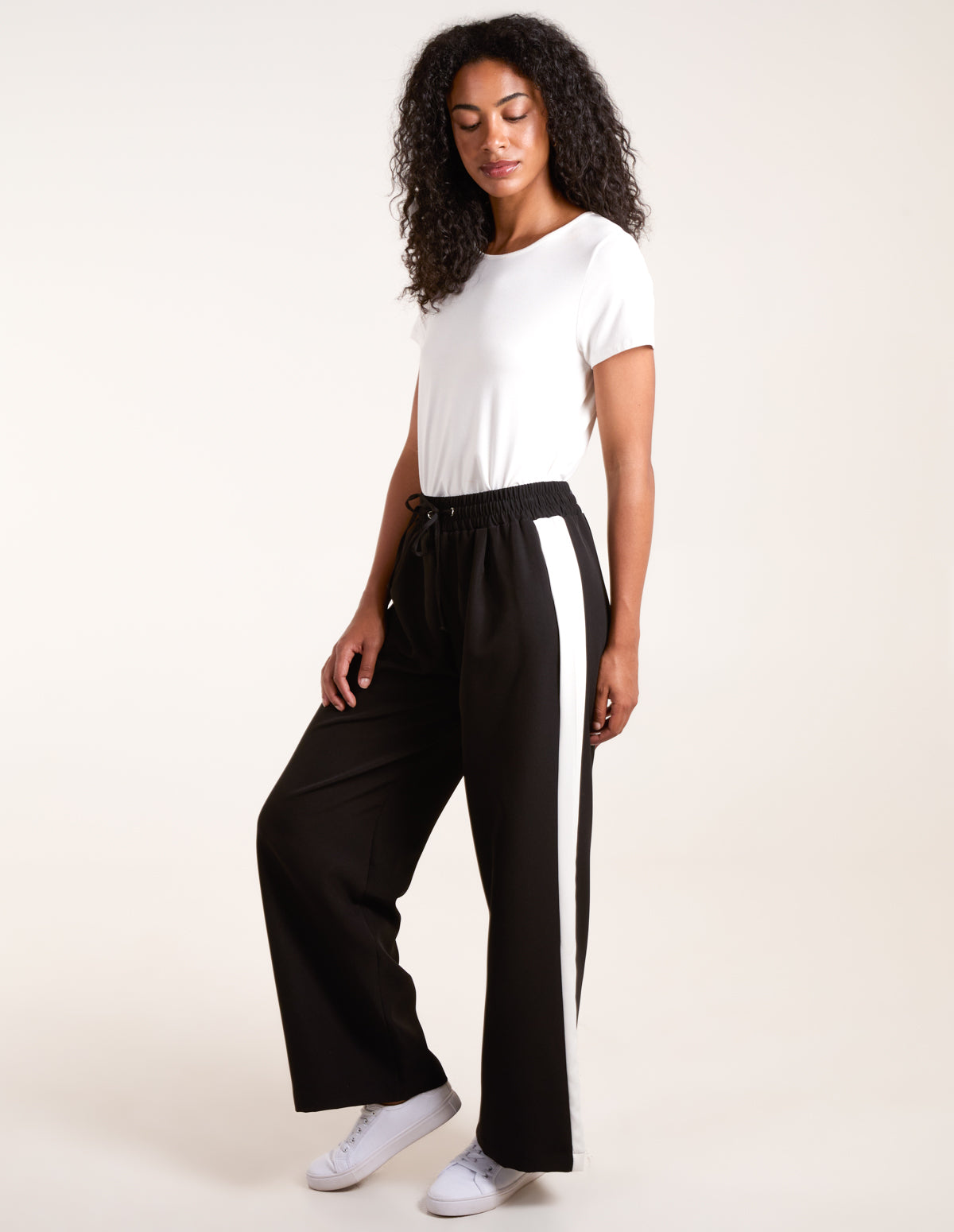 Side Stripe Elastic Waist Trousers 