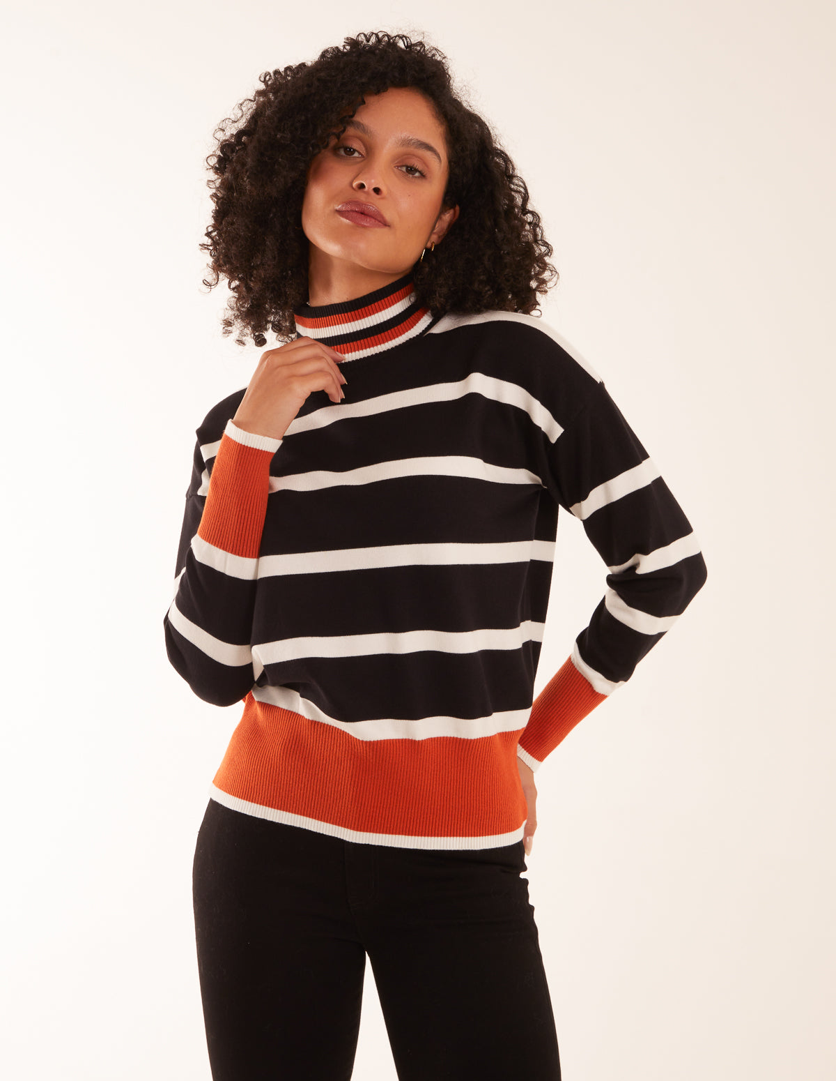 Sport Stripe High Neck Jumper 