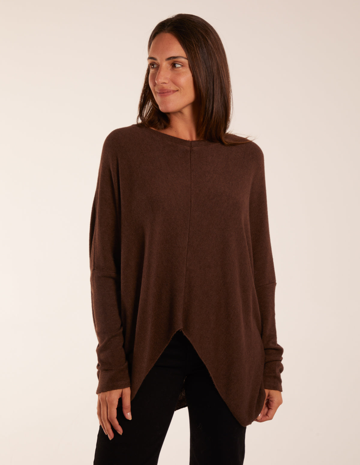 V Neck Front Cut And Sew Soft Knit Jumper 