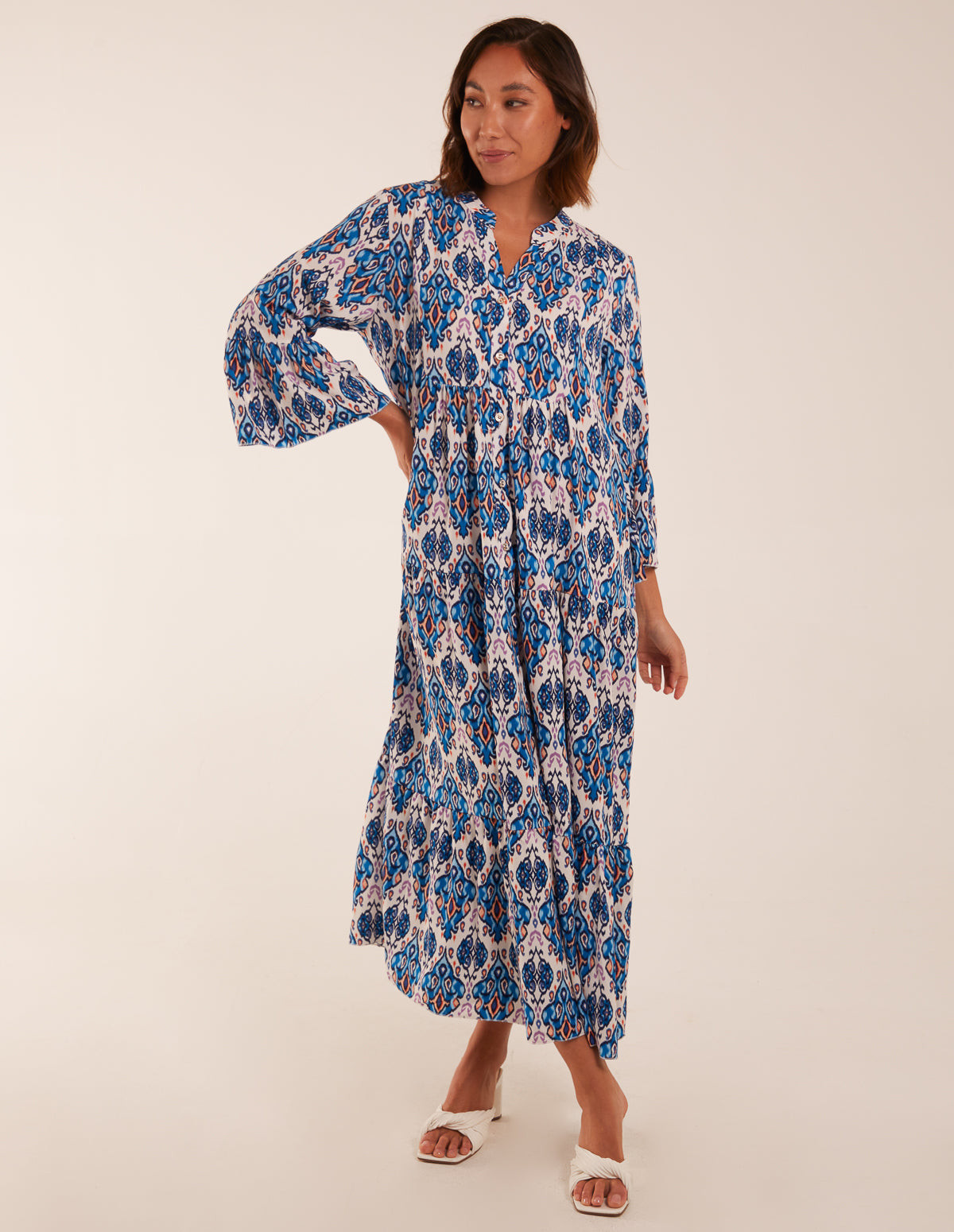 Damask Button Down Maxi Dress 