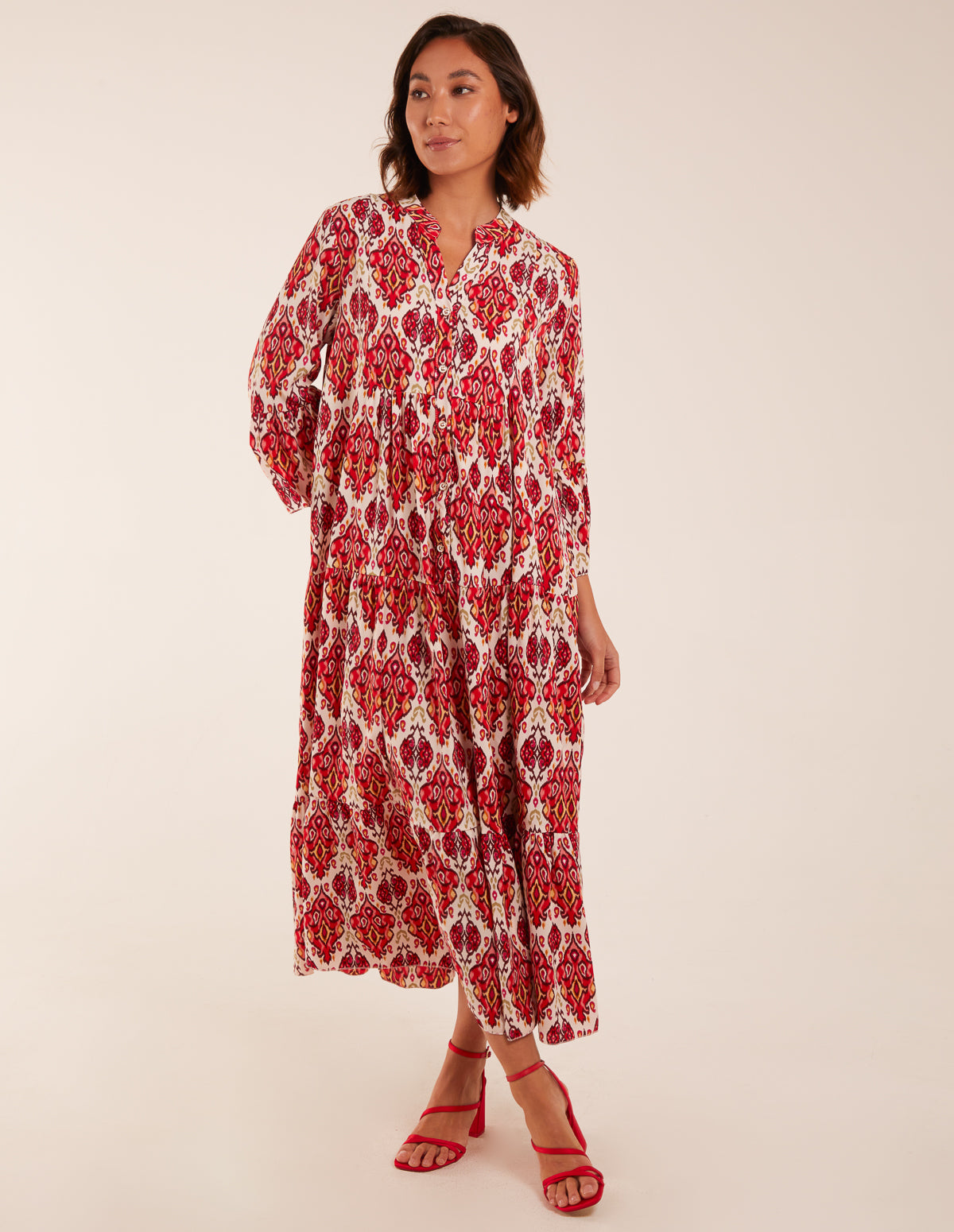 Damask Button Down Maxi Dress 