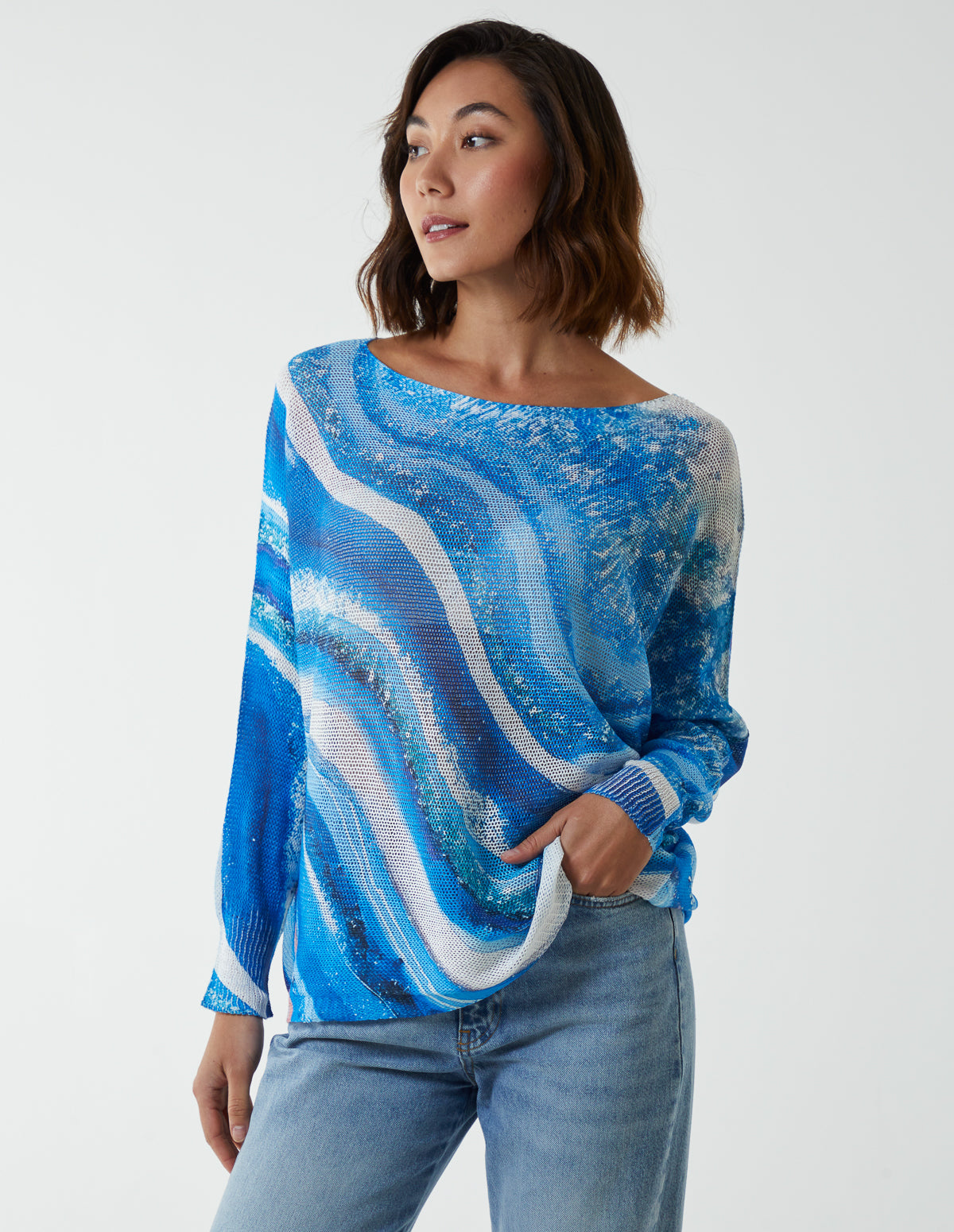 Swirl Stripe Mesh Jumper 