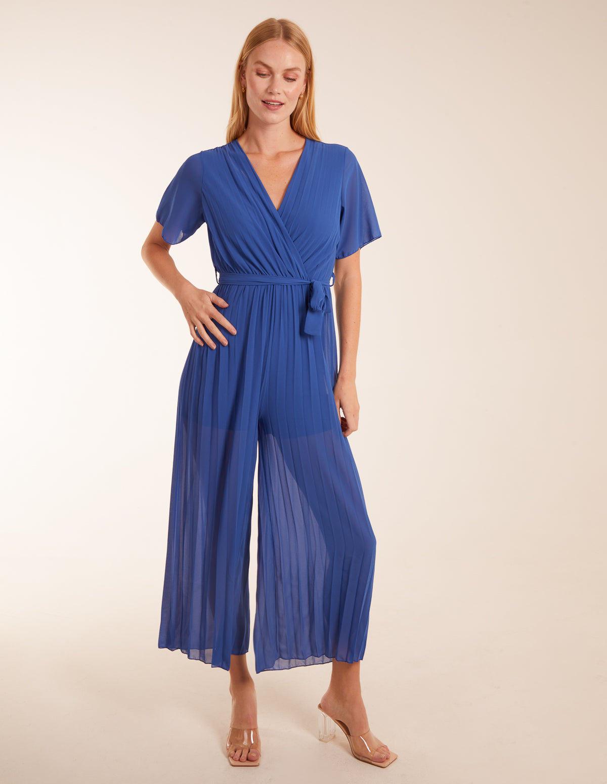 Pleated Wrap Over Jumpsuit 