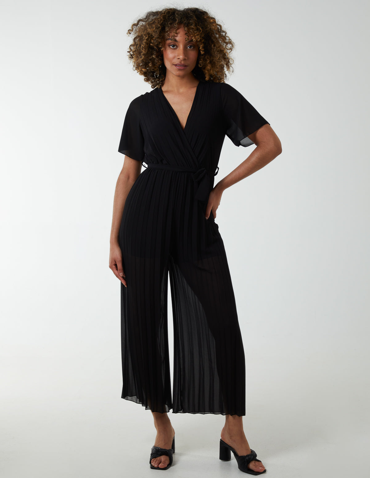 Pleated Wrapover Jumpsuit 