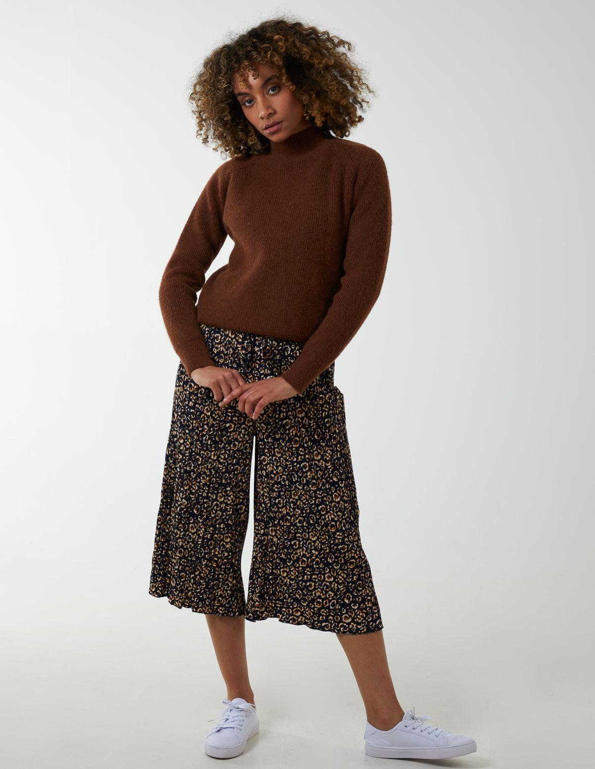 Animal Print Cropped Trousers 