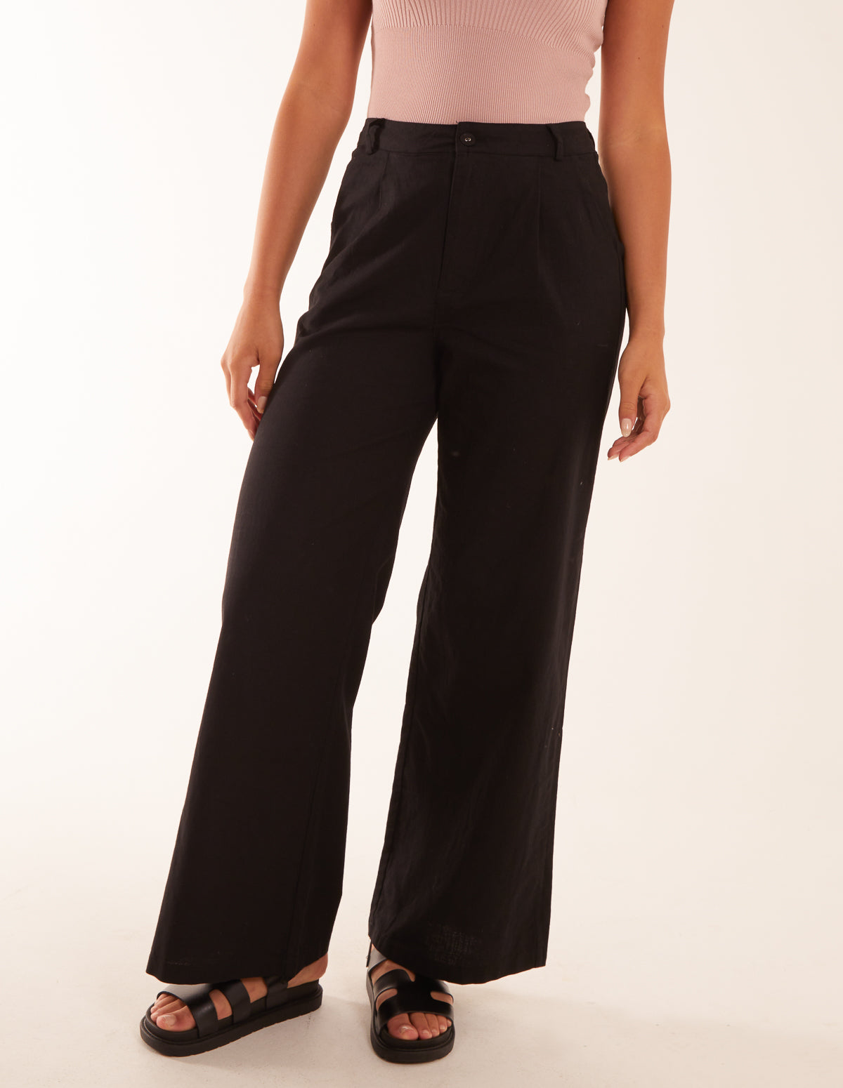 Wide Leg Trousers - 10 / BLACK