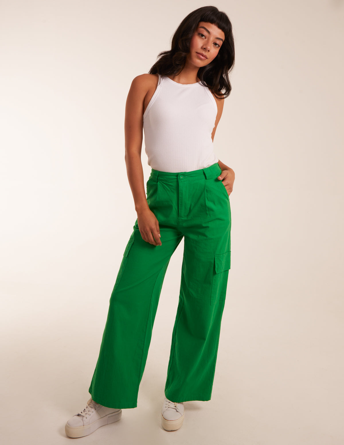 Trousers With Side Pocket - 8 / GREEN