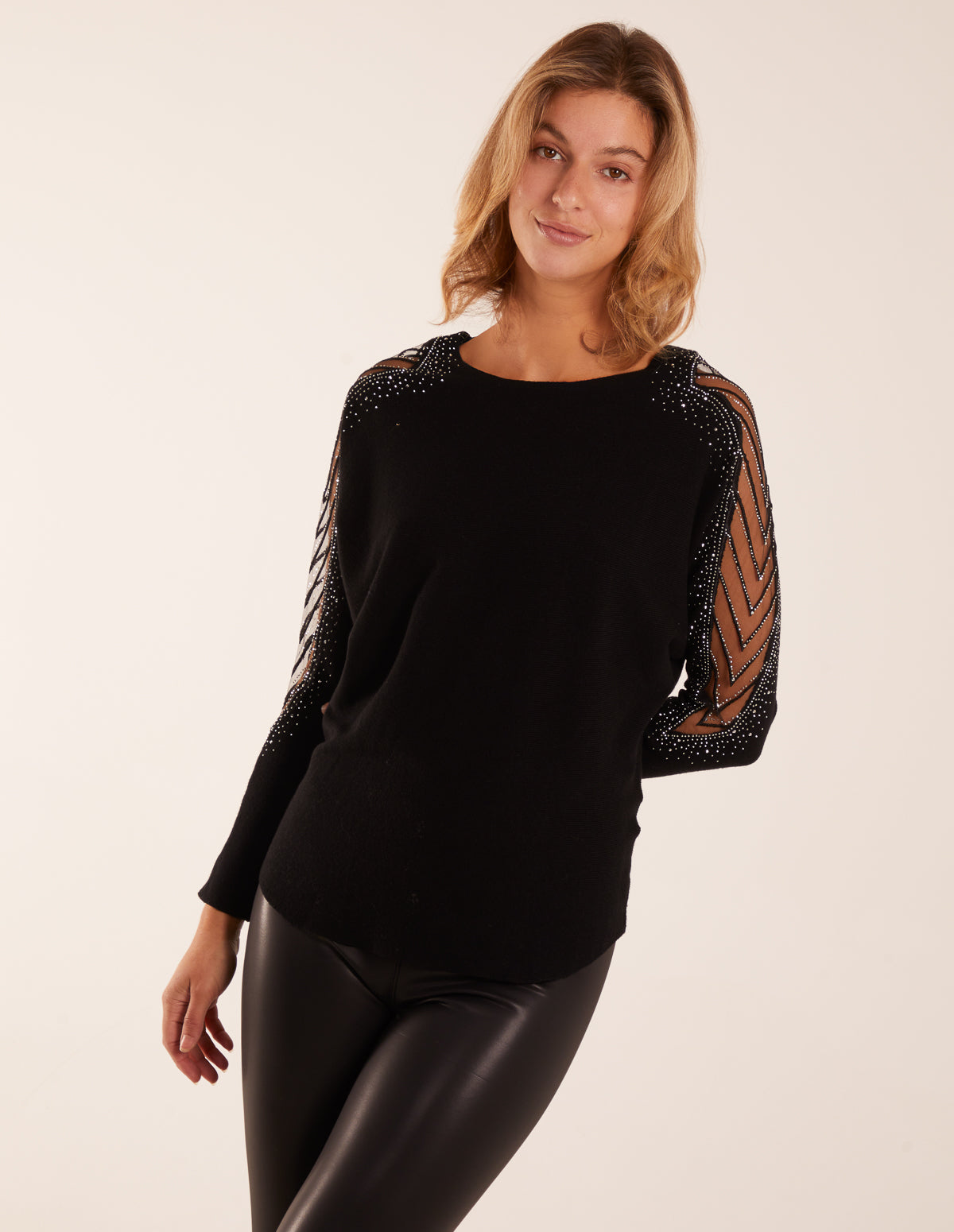 Diamante Chevron Batwing Jumper 