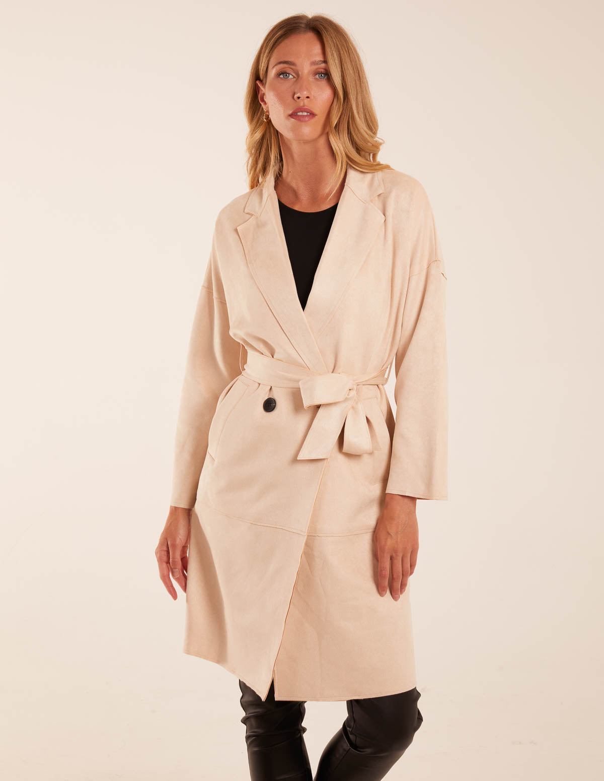 Waist Detail Trench Style Jacket - M / STONE
