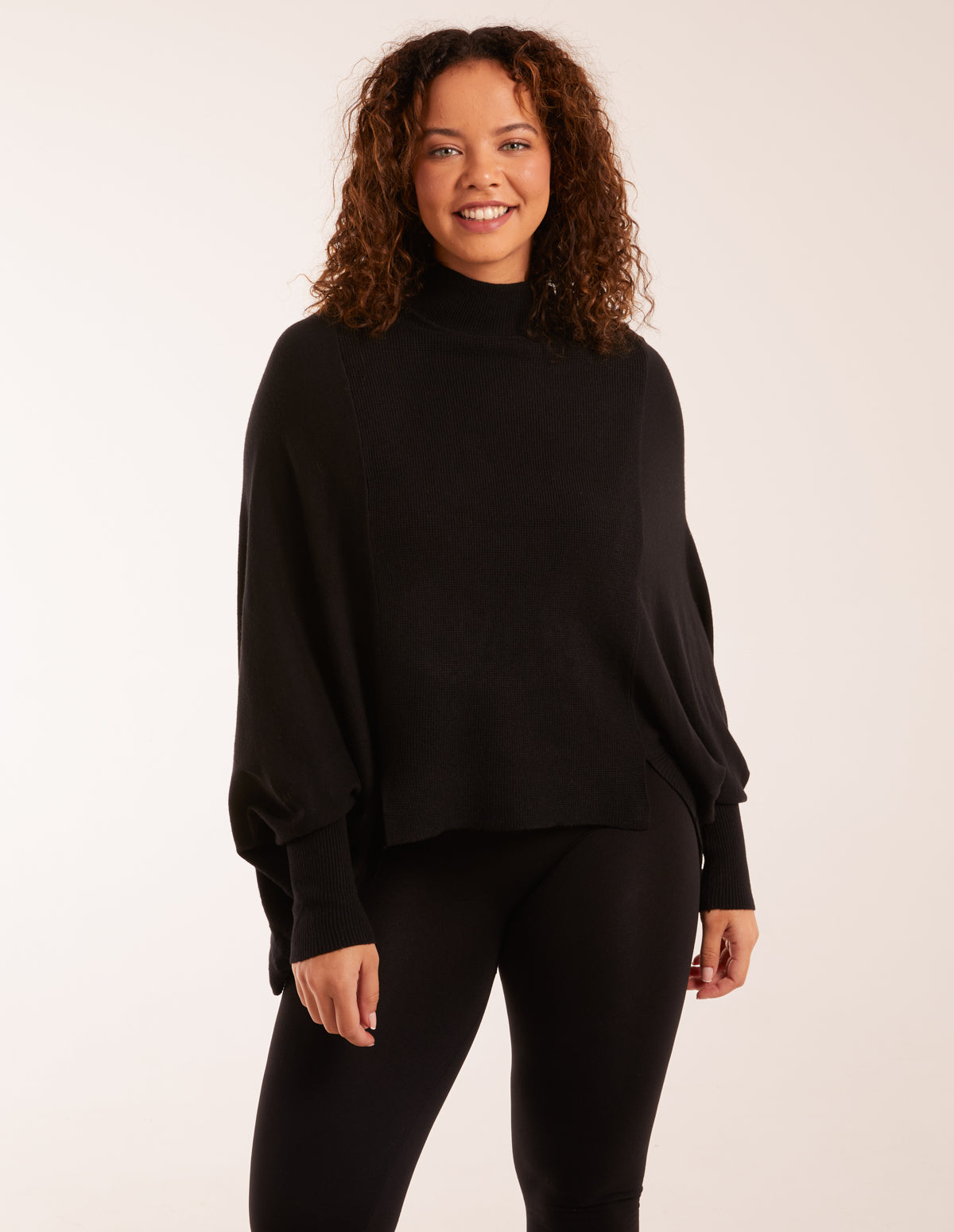 Batwing High Neck Jumper - ONE / BLACK