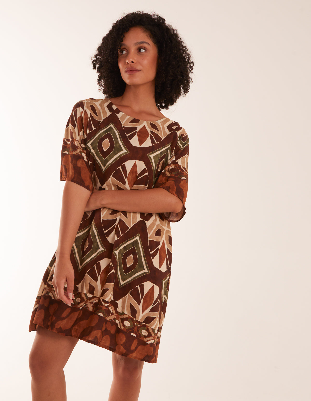 Tribal Print Short Sleeve Dress 