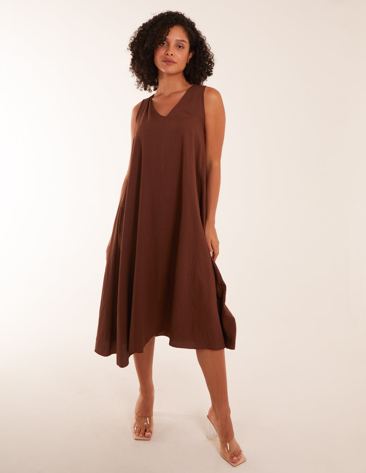 Linen A Line Midi Dress 