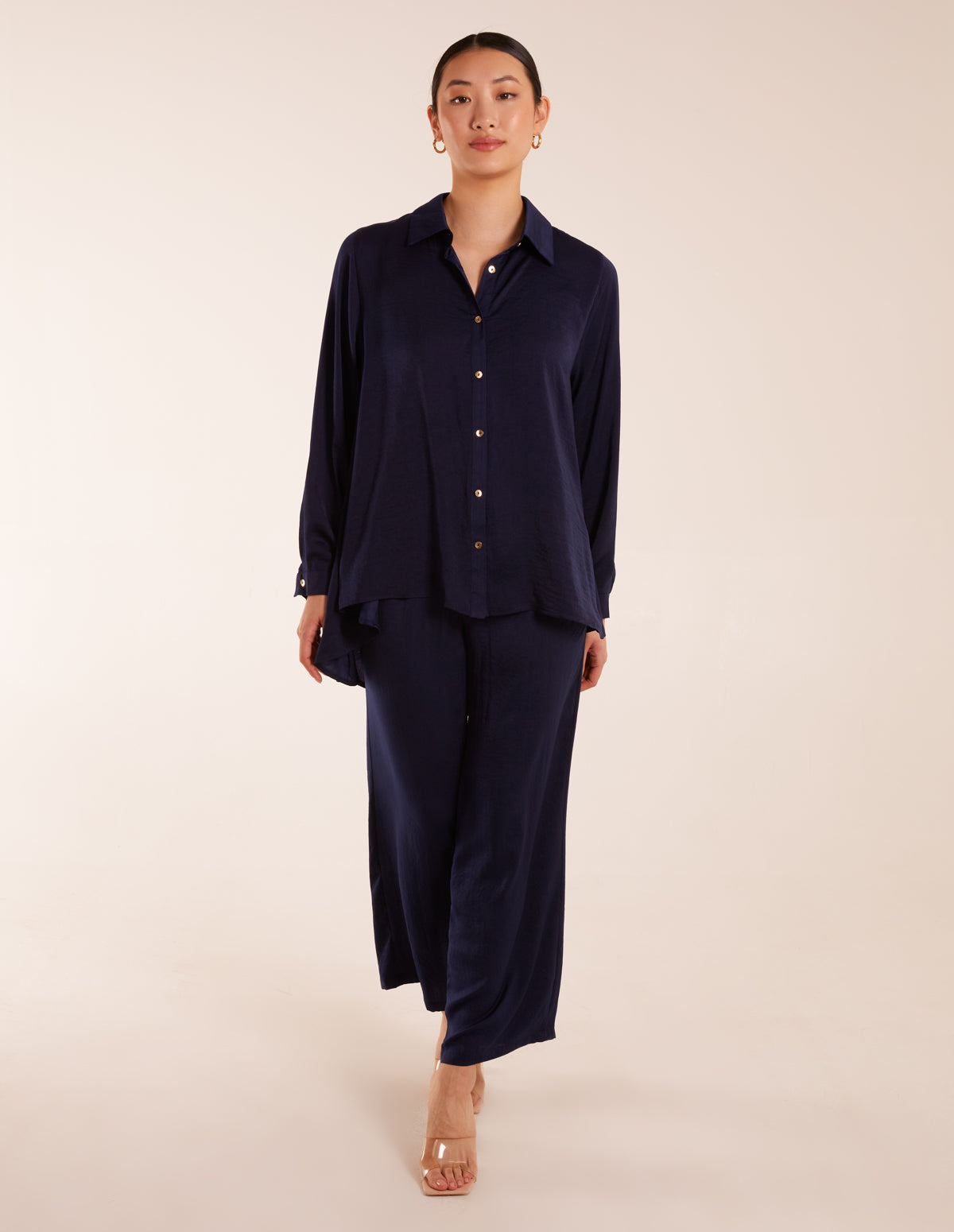 Long Sleeve Shirt & Wide Leg Trouser Set 