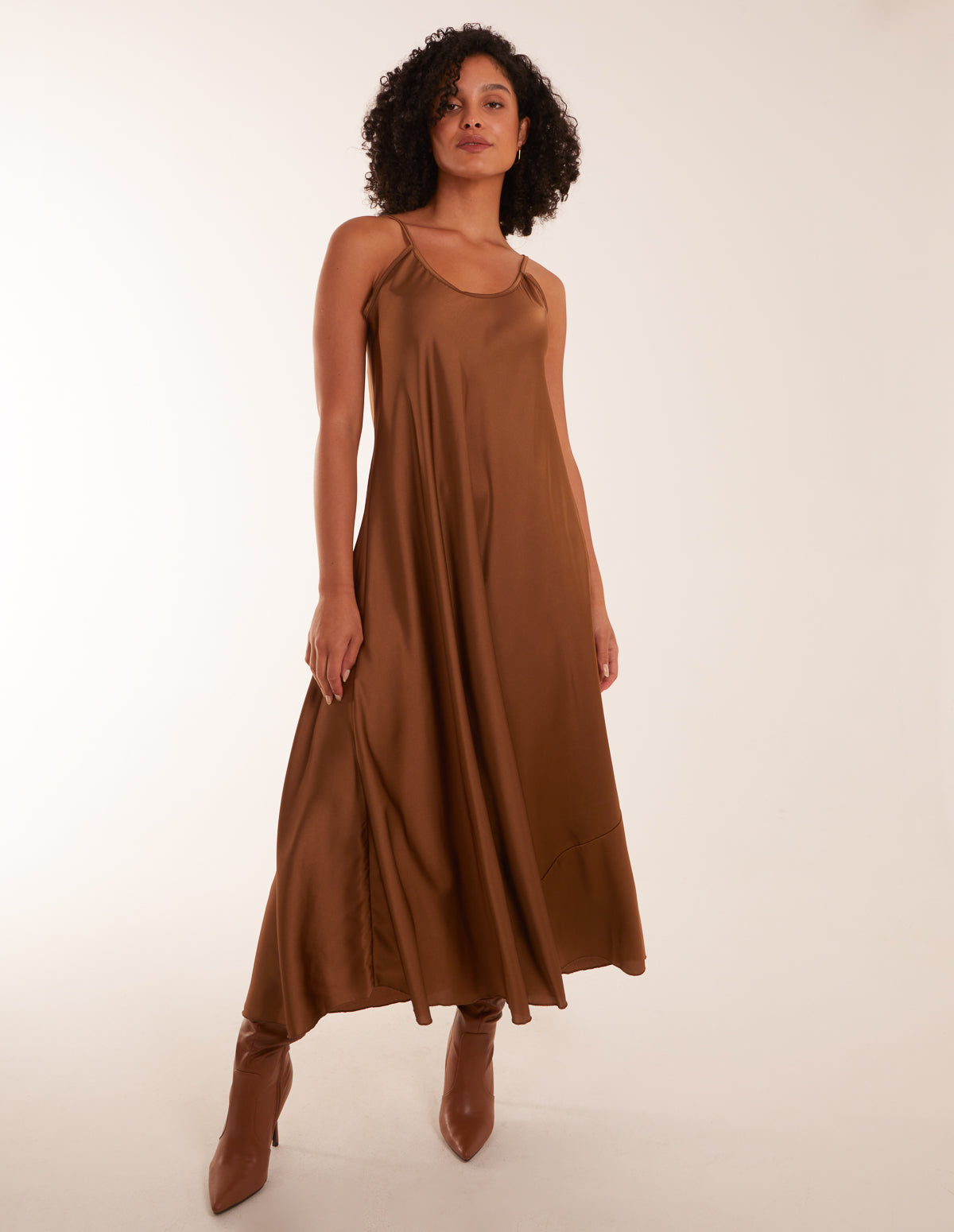 Satin Cami Maxi Dress - ONE / MOCHA