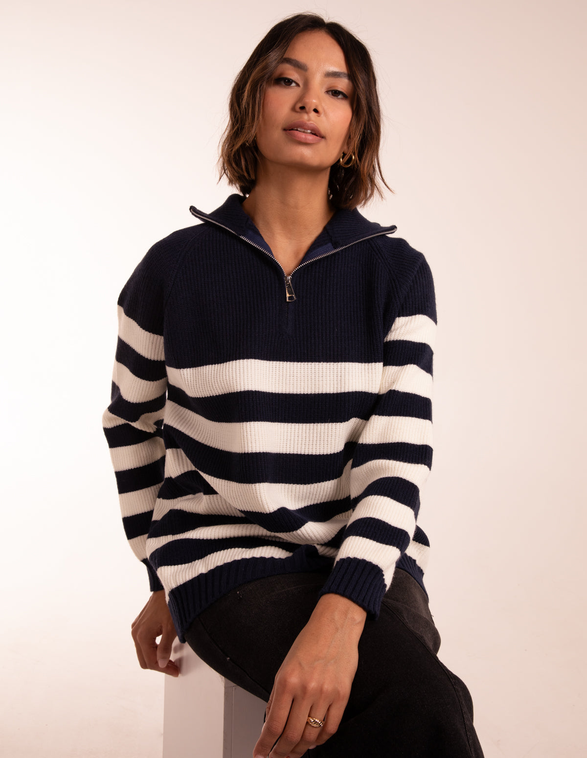 Striped Jumper With Zip 