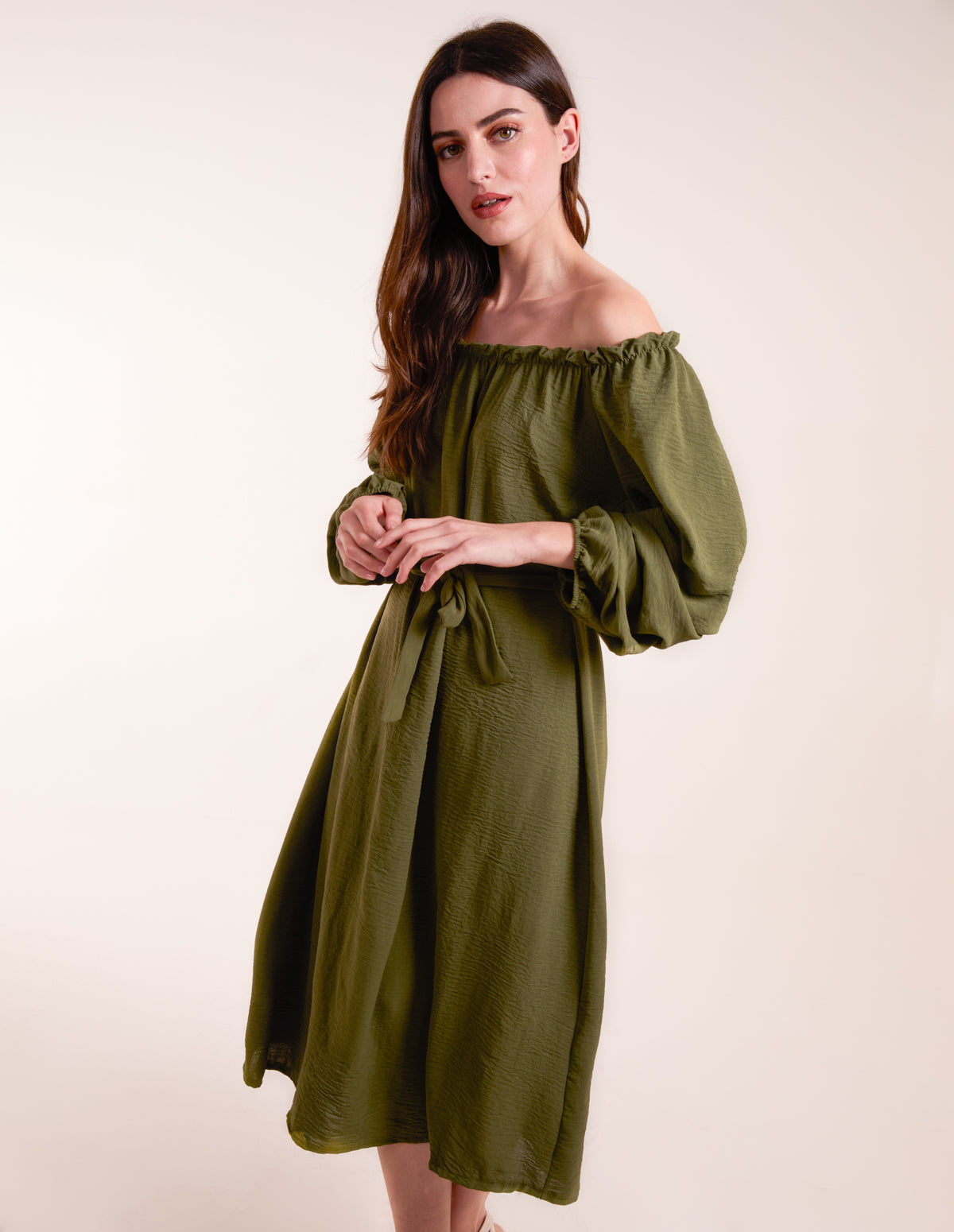 Puff Sleeve Bardot Dress 