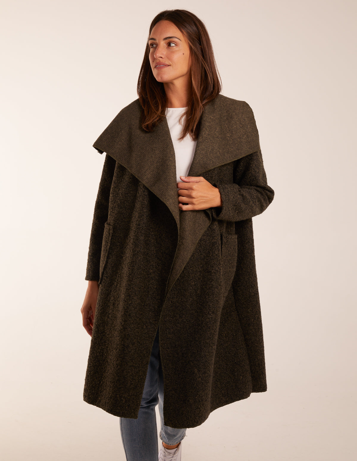 Wool Like Waterfall Cardigan Coat 