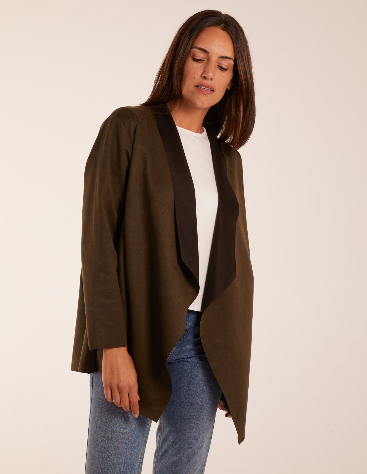 Suede Look Waterfall Jacket 