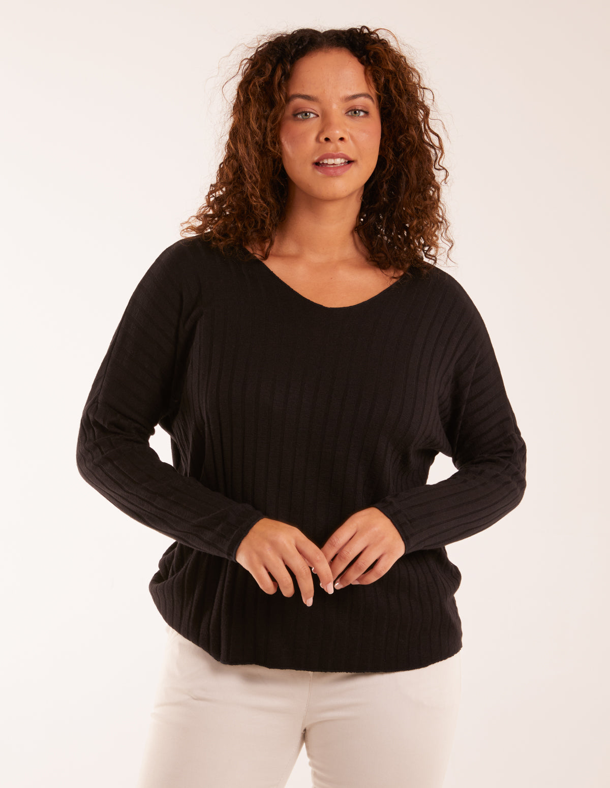 V-Neck Ribbed Jumper 