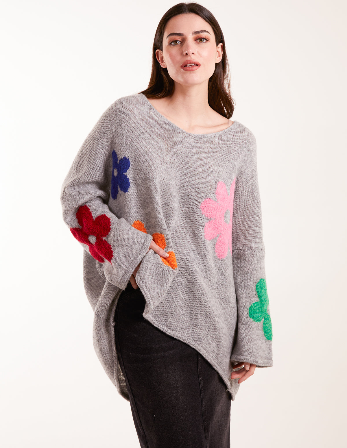 Multi Coloured Daisy Flower Print Jumper 