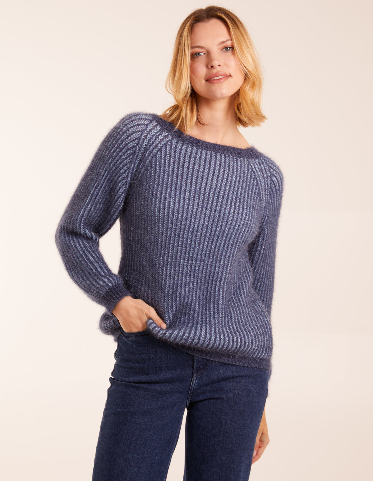 Brushed Two Tone Fluffy Jumper 