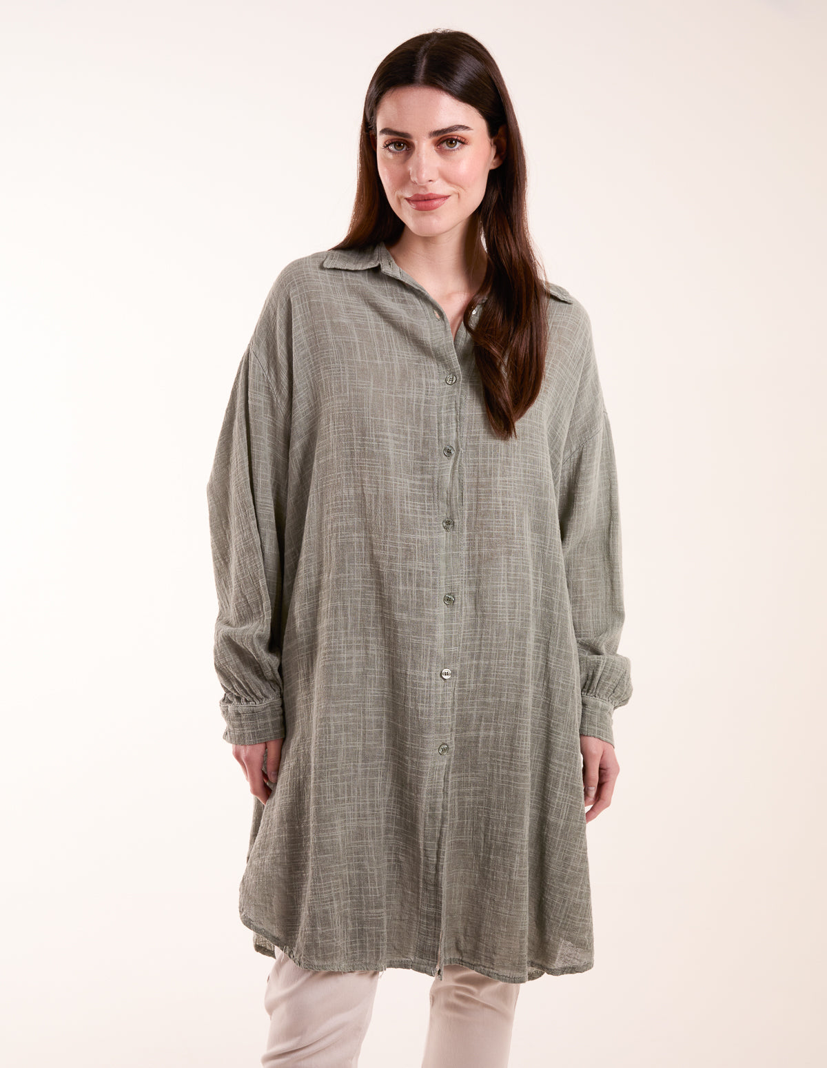 Cold Wash CrossHatch Long Line Shirt 