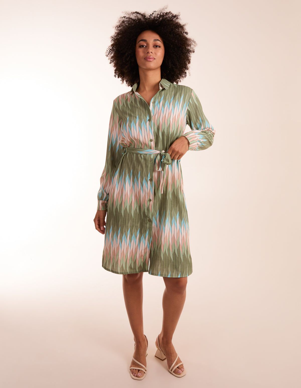 Zig Zag Print Shirt Dress 