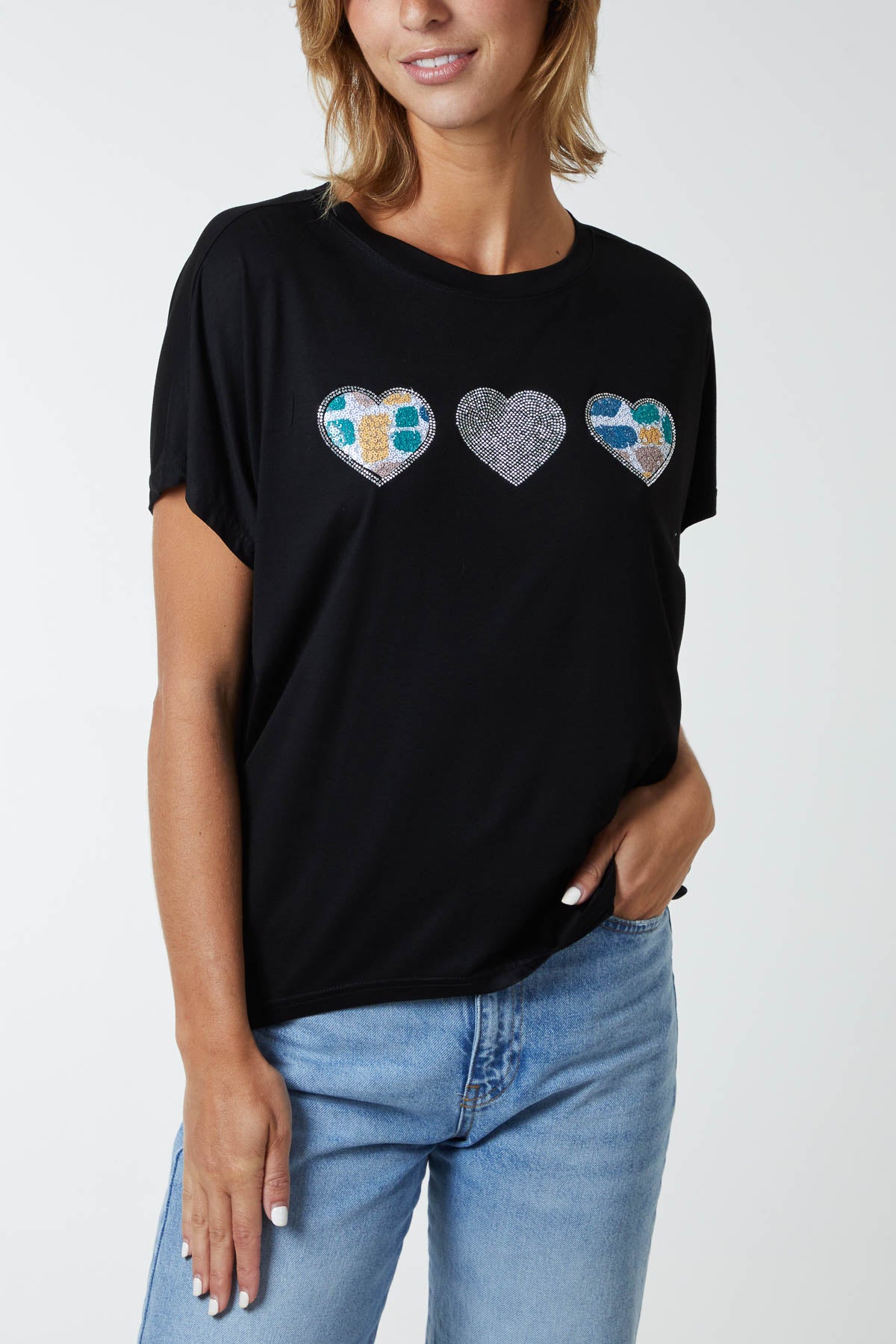 Sequin Detail Heart Tee 