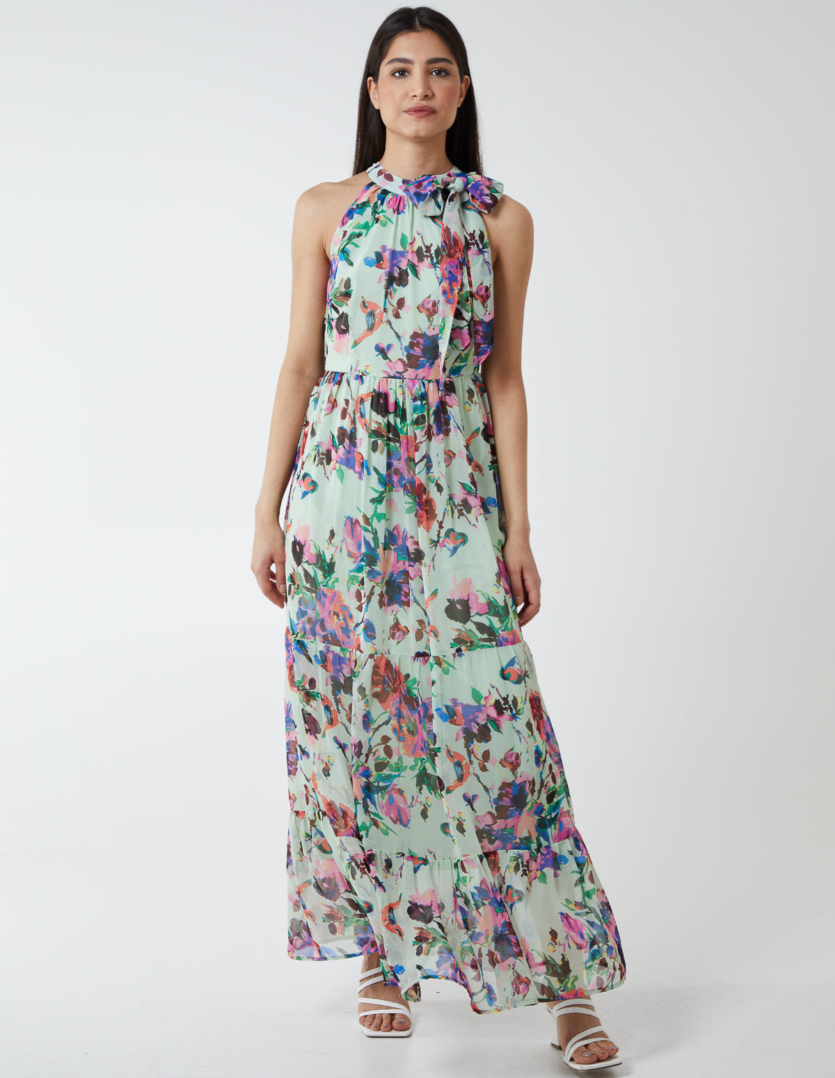 Tie Neck Maxi Dress 