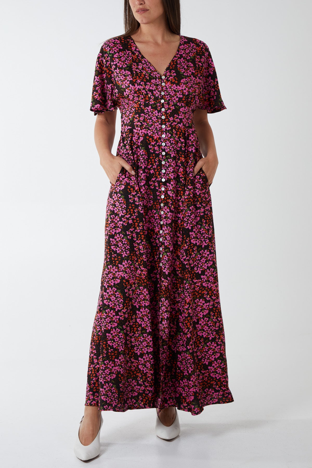 Floral Button Through Maxi Dress 