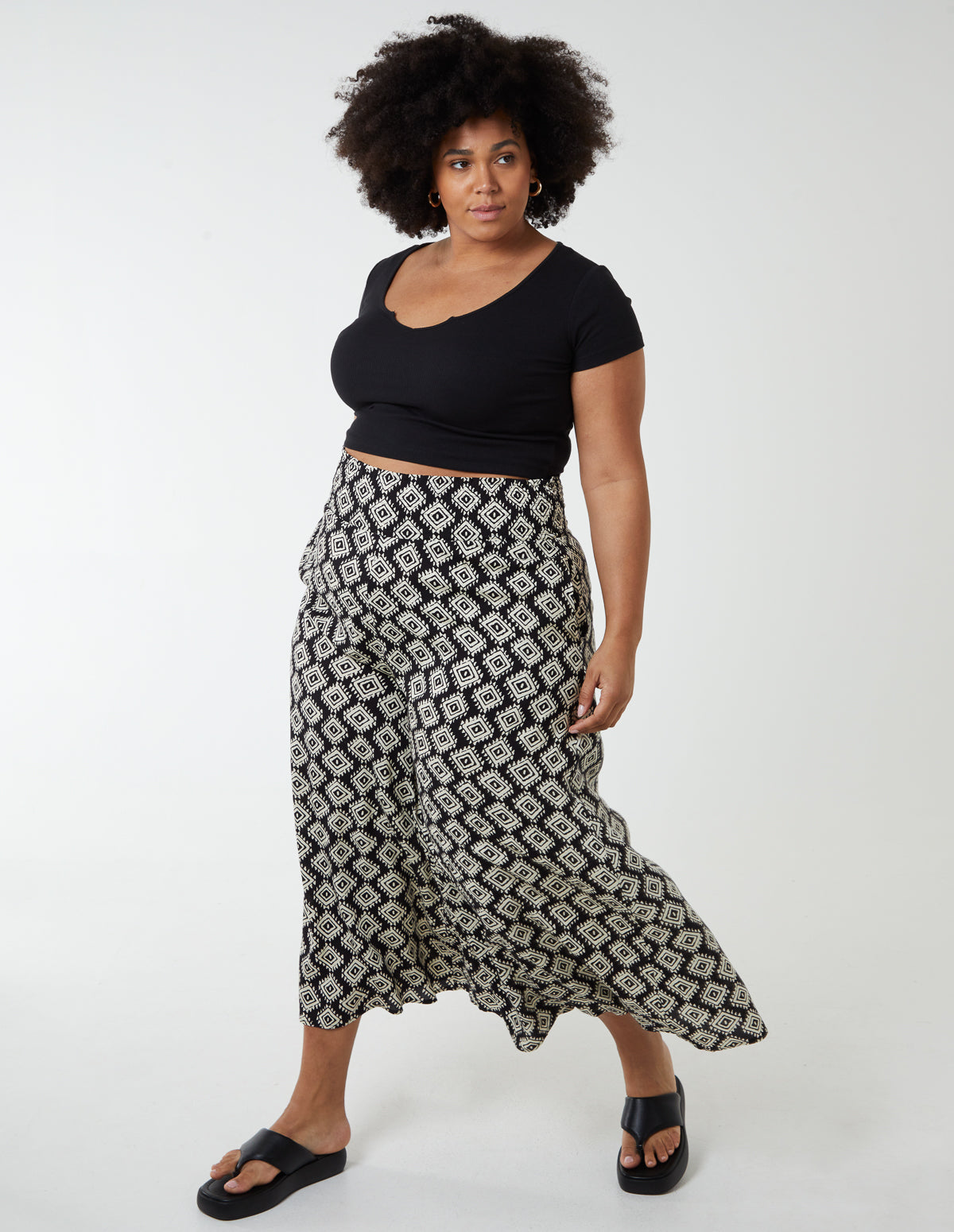 Curve Shirred Wide Leg Trouser - 18/20 / BLACK