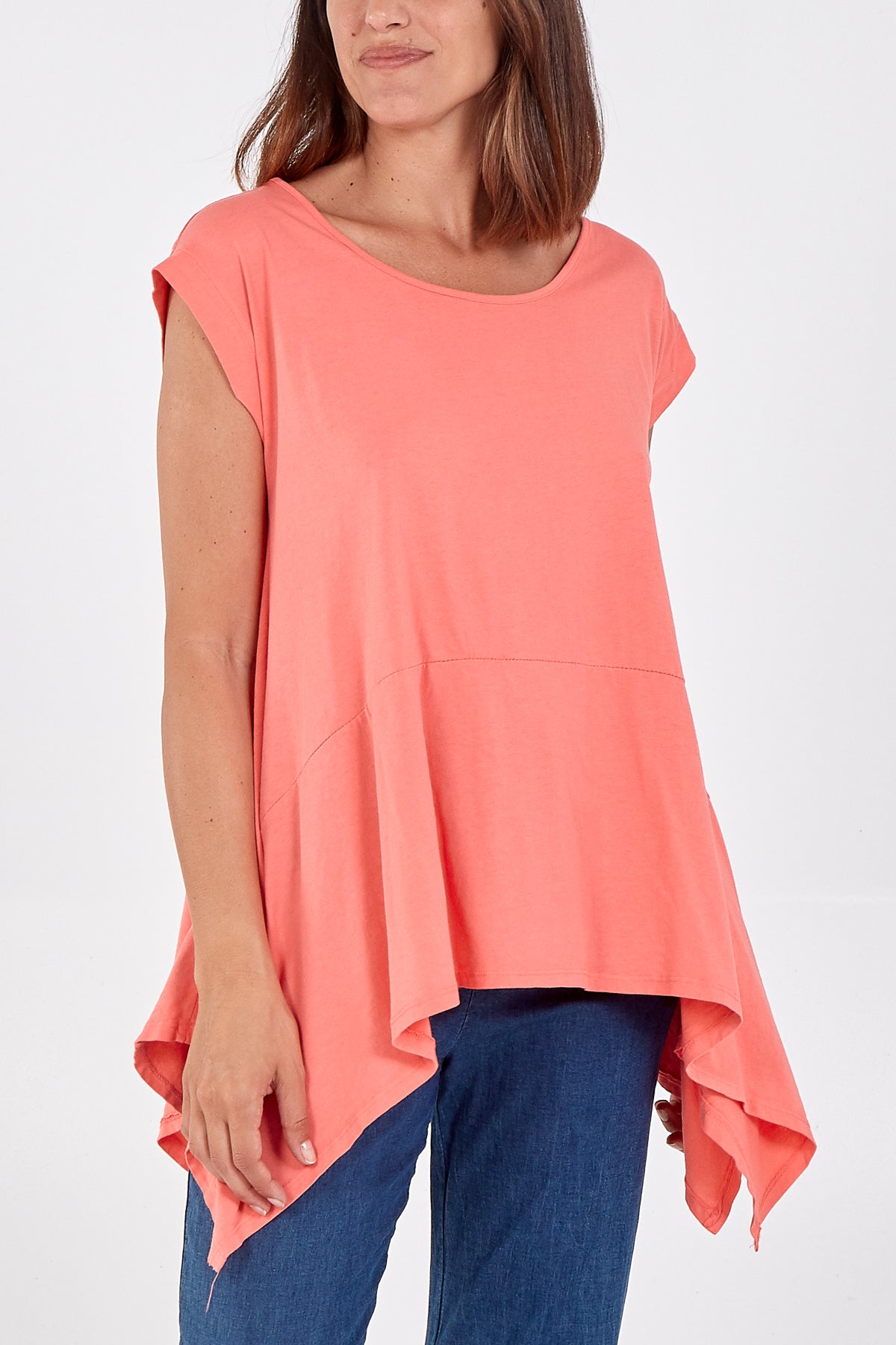 Scoop Neck Hanky Hem Top 